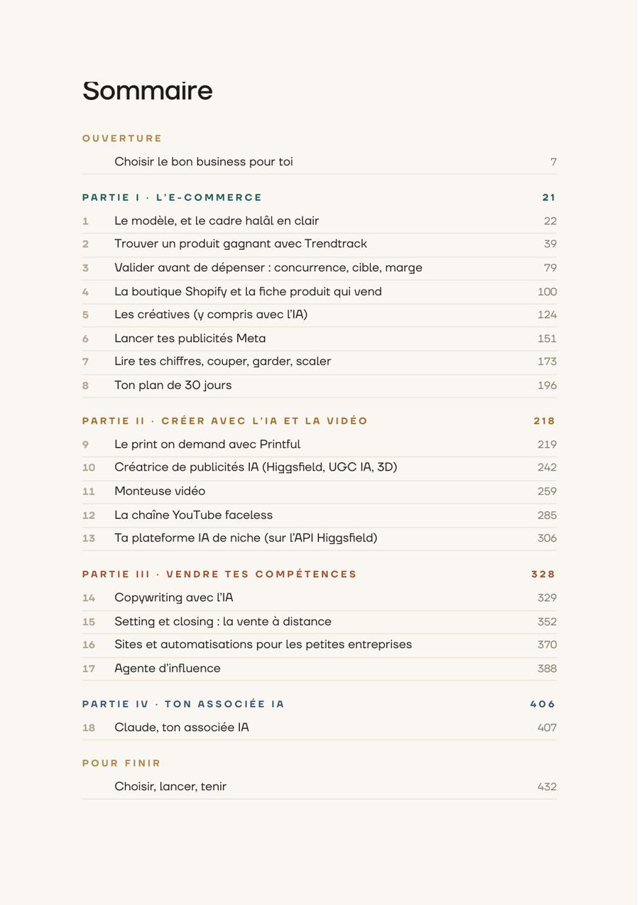 Page du livre : Le sommaire