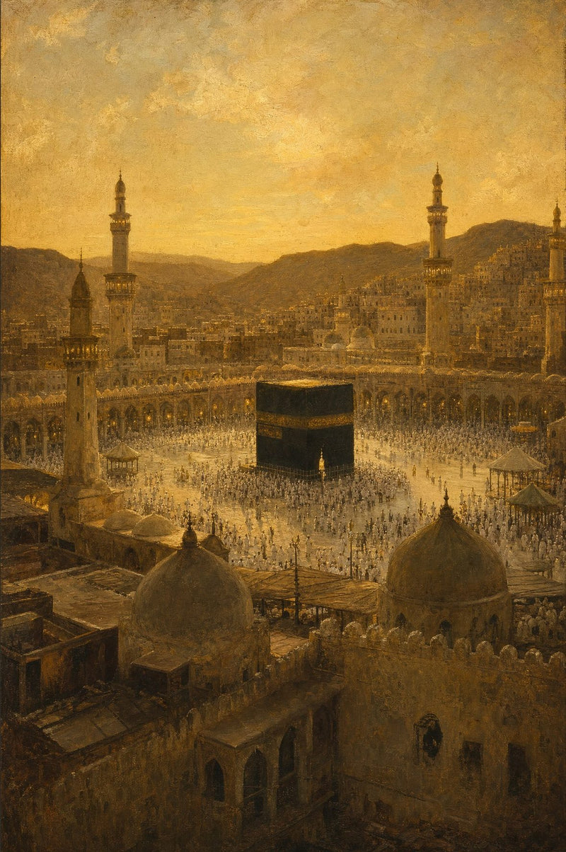 Peinture sépia de la Mosquée sacrée